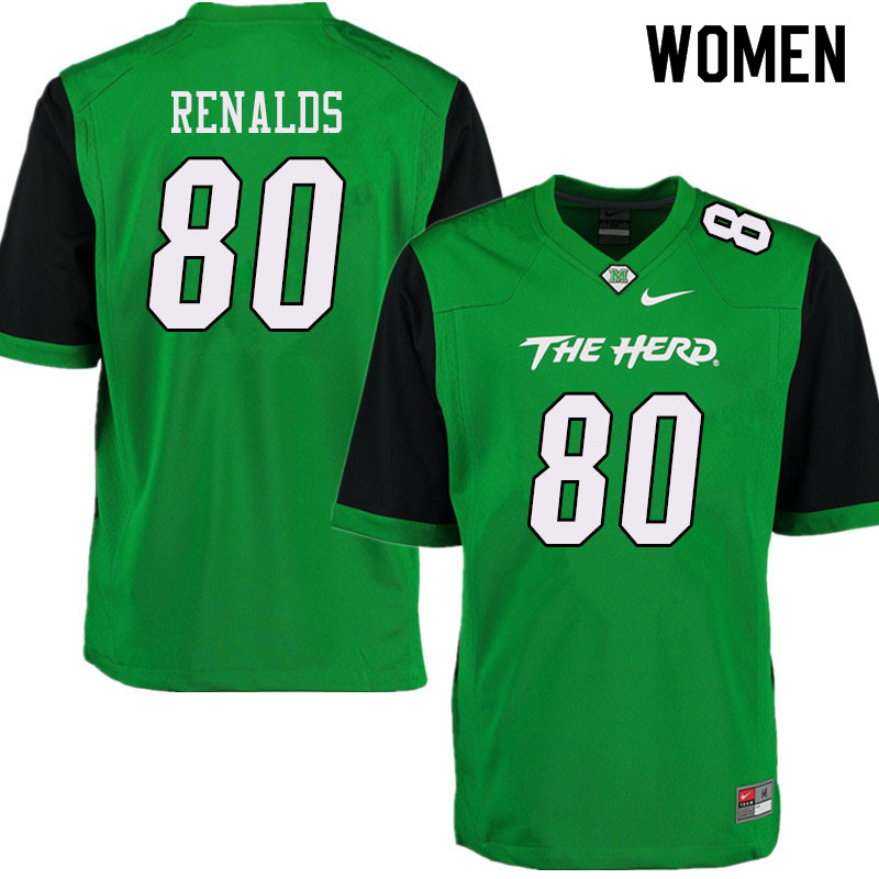 Women #80 Naquan Renalds Marshall Thundering Herd College Football Jerseys Sale-Green - Click Image to Close
